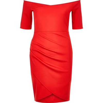 Red bardot dress